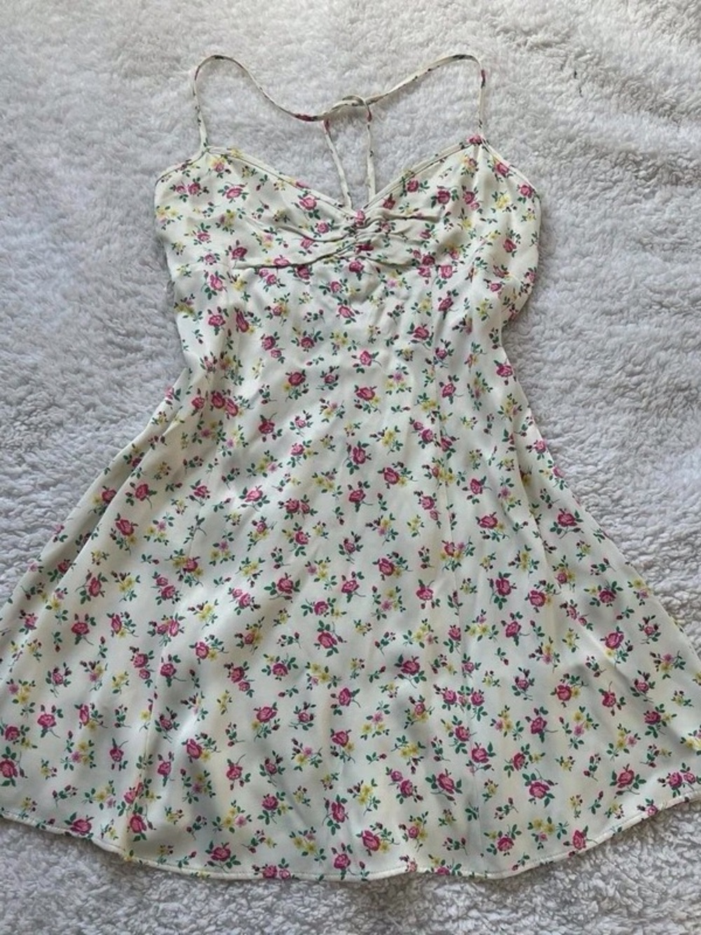 Women's Cream Midi Skirt with Pink Floral Print - Picture 1 of 1